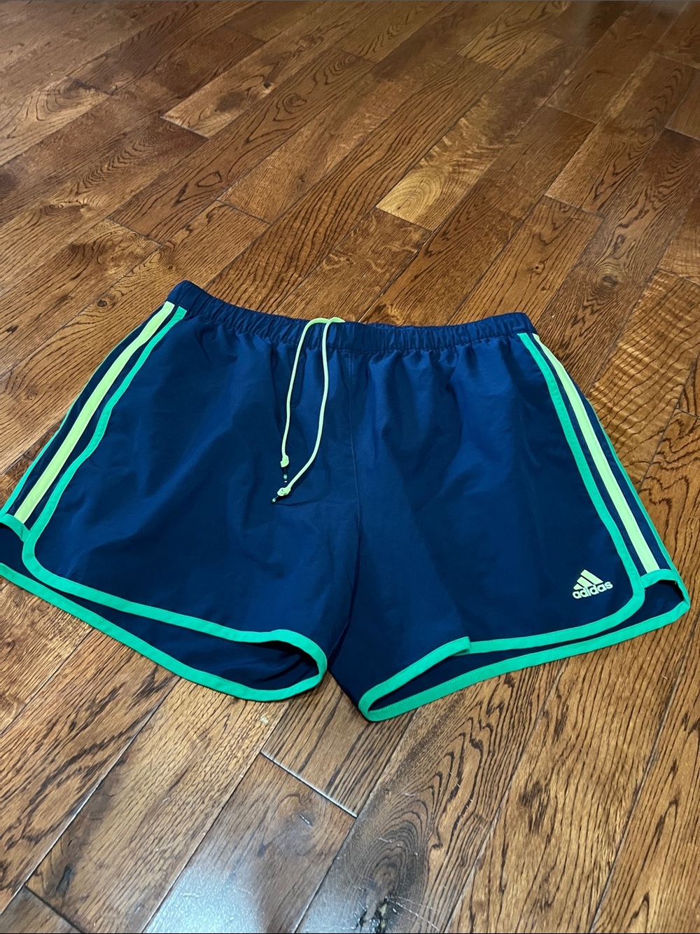 adidas Navy Shorts with Neon Green Trim